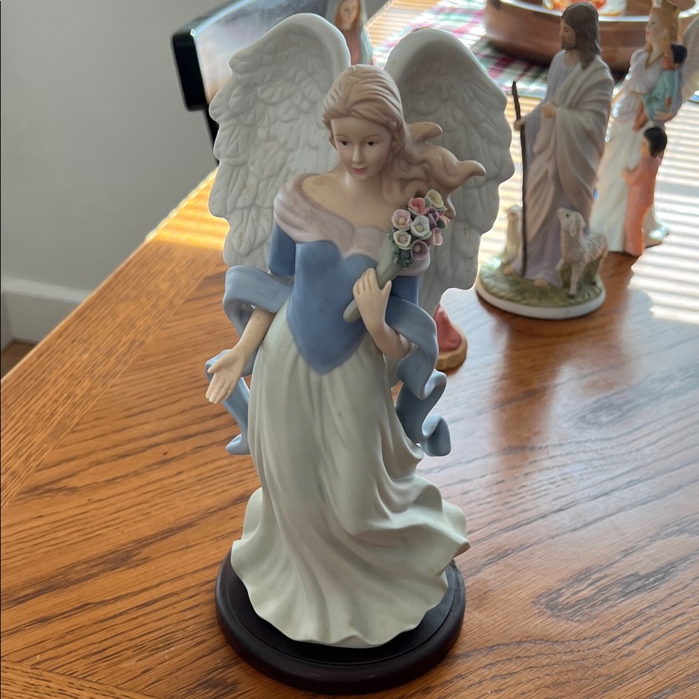Home Interiors Angel Figurine with Blue and White Gown